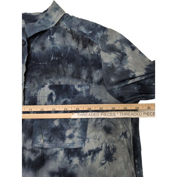 Anthropologie Pilcro Cate Classic Tie-Dye Shirt Womens S Blue Boho Button Up - Picture 9 of 10